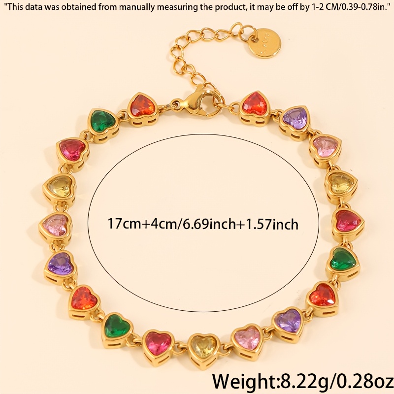Stylish Heart Bracelet with Zirconium Stone, Stainless Steel